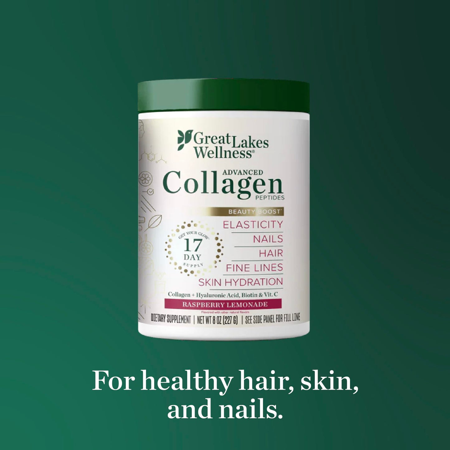 Great Lakes Wellness Collagen Peptides Powder for Skin, Hair, Nails, Joints & Digestion - Unflavored - Quick Dissolve Hydrolyzed, Non-GMO, Keto, Kosher - 16oz