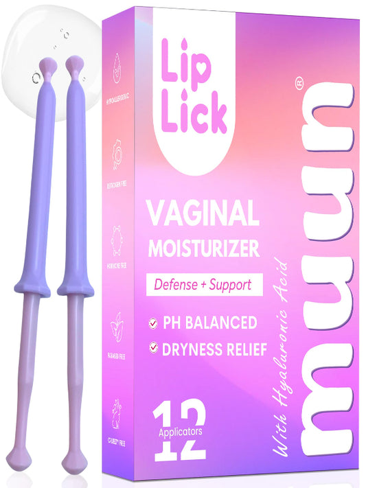 Muun Vaginal Moisturizer - Pack 12 Immediate Intimate Hydration - Dryness Burning Itching Discomfort Relief with Hyaluronic Acid - pH Balance - Estrogen & Hormone Free Nirvana Guru