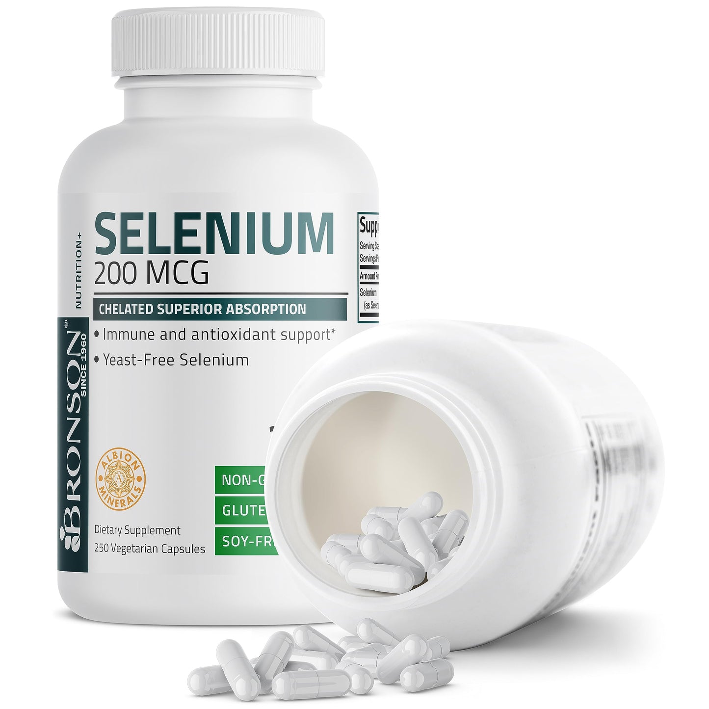 Bronson Selenium 200 mcg – Yeast Free Chelated Amino Acid Complex - Essential Trace Mineral with Superior Absorption, 250 Vegetarian Capsules Nirvana Guru