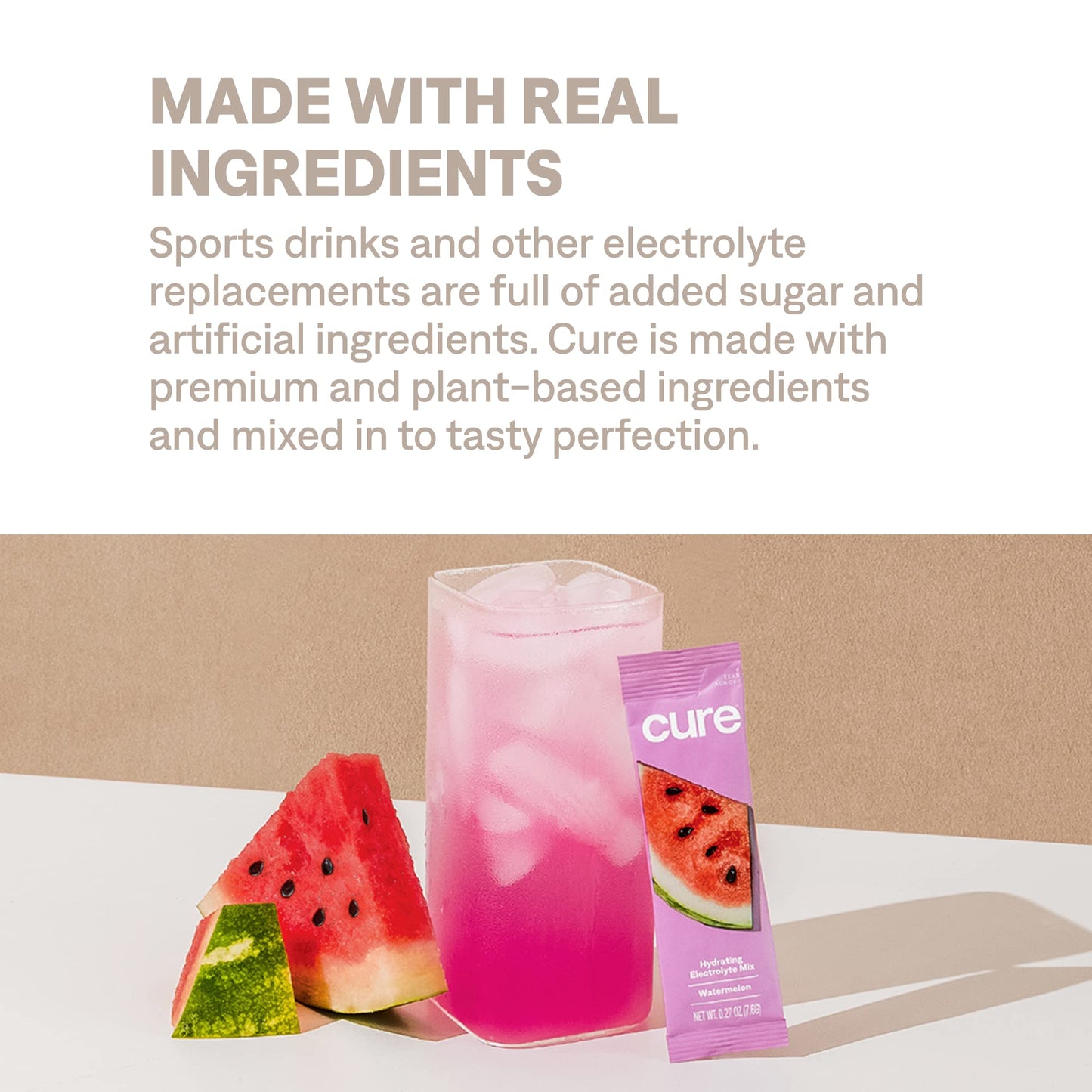 Cure Hydration | Plant-Based Electrolyte Drink Mix | No Added Sugar | FSA & HSA | Dehydration Relief Powder Made with Coconut Water | Non-GMO | Vegan | Pouch of 14 Packets - Berry Pomegranate