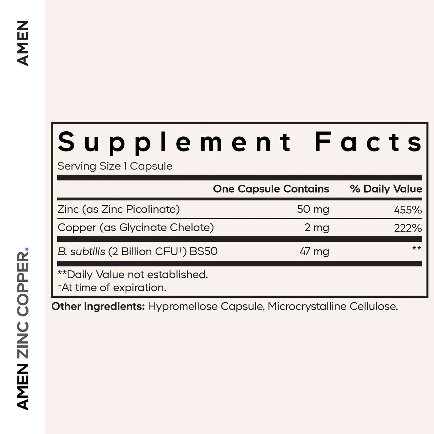 Amen Zinc & Copper Supplement + Probiotics, 3 Months Supply, One Per Day - 50 mg Zinc Picolinate Vitamin Pills - Essential Minerals Supplements – 2 Billion CFUs Probiotic – Vegan, Non-GMO, 90 Capsules Nirvana Guru