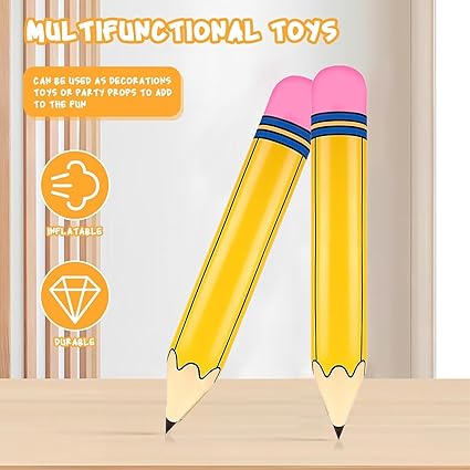 Totelux Large Pencil Balloons 27’’ Inflatable Pencil Back to School Decorations Giant Yellow Crayon Balloons for Classroom Garden Hanging Photo Prop Birthday Party Favor 2PCS nirvanaguru