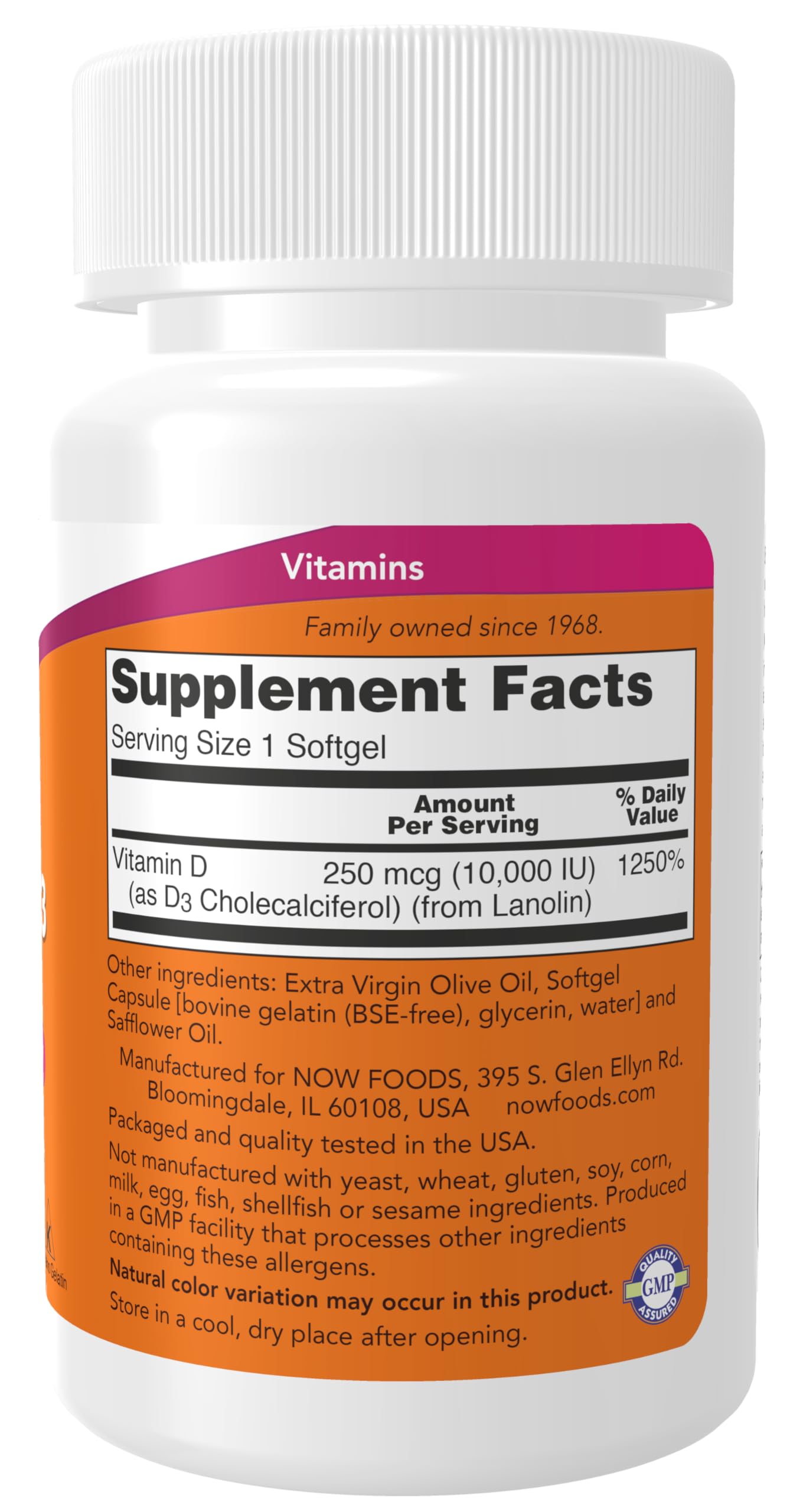 NOW Foods Supplements, Vitamin D-3 10,000 IU, Highest Potency, Structural Support*, 120 Softgels - Nirvana Guru