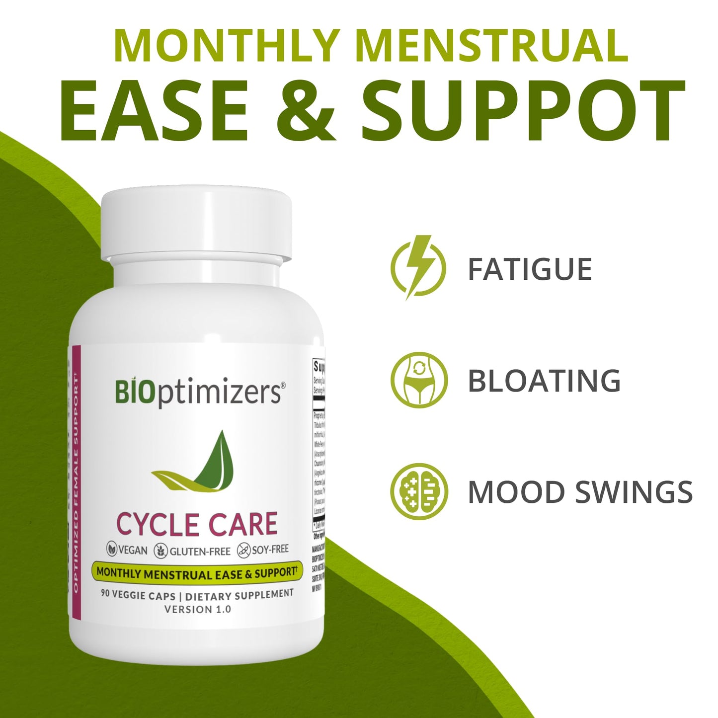 BIOptimizers - Cycle Support - Period Support Supplement for Women - Bloating and Cramping Menstrual Relief - 90 Capsules Nirvana Guru