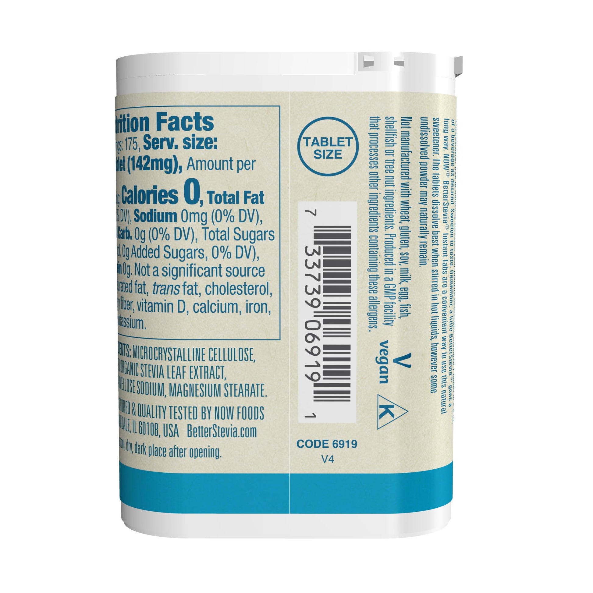 NOW Foods, Better Stevia Instant Tabs, Zero-Calorie Sweetener, Certified Non-GMO, Gluten-Free, 175 Tablets - Nirvana Guru