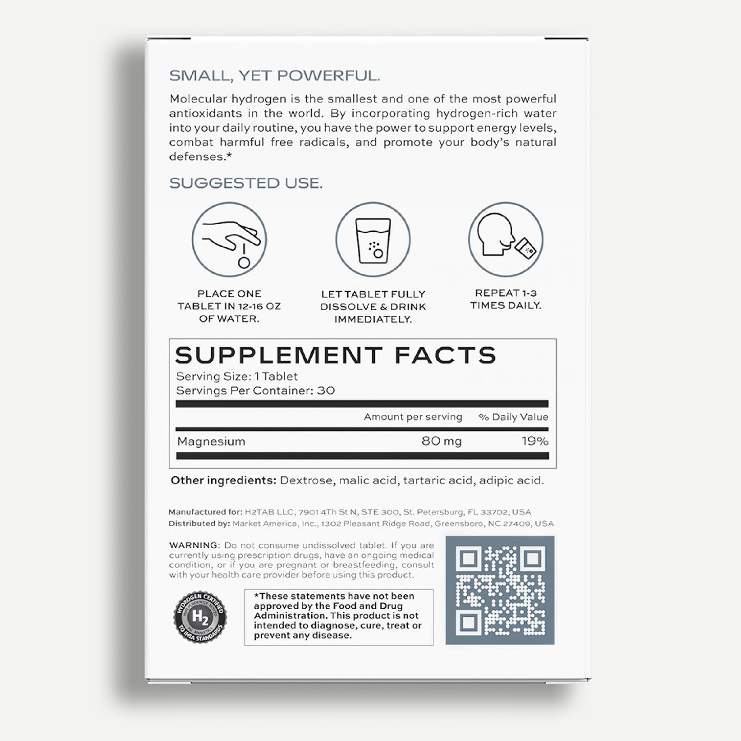 Molecular H2TAB Hydrogen Tablets with Magnesium -12 PPM Hydrogen Tablets for Drinking Water -Rich in Antioxidants, Supports Cellular Health, Recovery & Cognitive Function |30 Count Raspberry Nirvana Guru