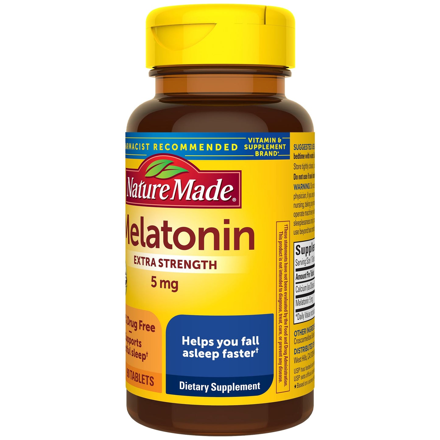Nature Made Melatonin 5mg Tablets Extra Strength, 100% Drug Free Sleep Aid for Adults, 90 Tablets, 90 Day Supply Nirvana Guru