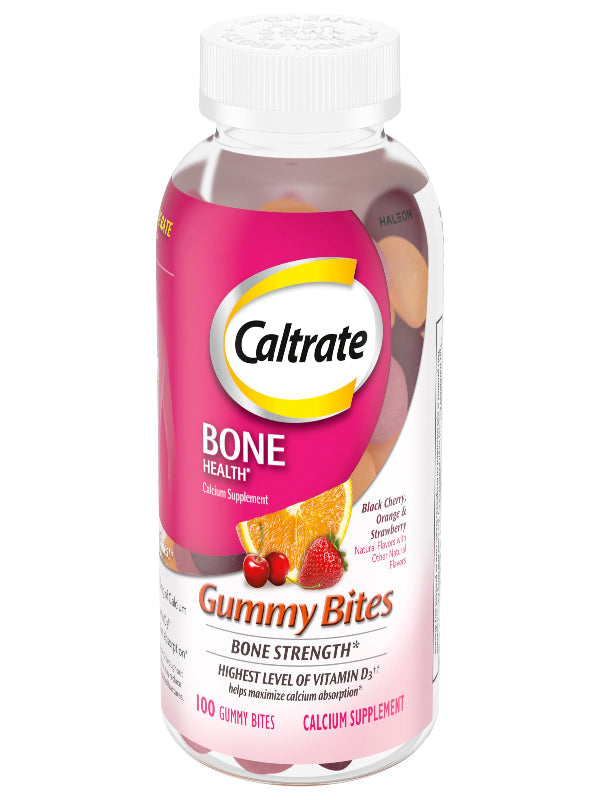 Caltrate Gummy Bites 500 mg Calcium and Vitamin D Supplement, Black Cherry, Strawberry, Orange - 100 Count Nirvana Guru
