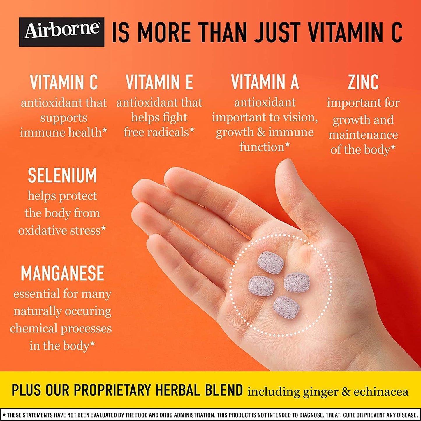 Airborne 1000mg Vitamin C + Zinc Immune Support Supplement Chewable Tablets, Very Berry & Citrus Flavor with Powerful Antioxidants Vitamins A C & E, 116 Chewable Tablets Nirvana Guru