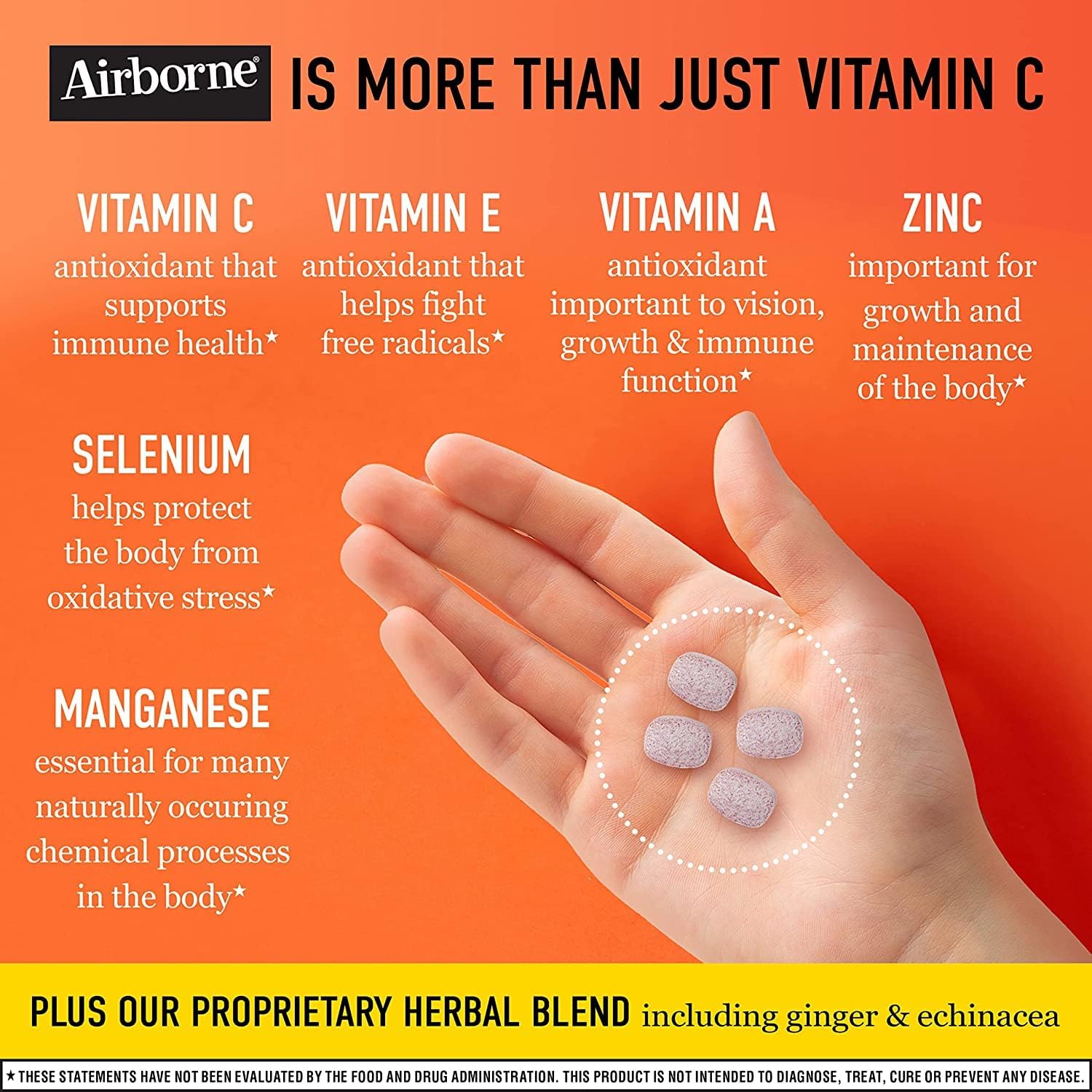 Airborne 1000mg Vitamin C + Zinc Immune Support Supplement Chewable Tablets, Very Berry & Citrus Flavor with Powerful Antioxidants Vitamins A C & E, 116 Chewable Tablets Nirvana Guru