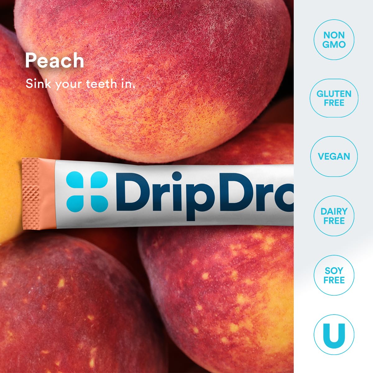 DripDrop Sugar Free Hydration Packets - Zero Classic Variety Pack - Single Serve Electrolytes Powder Drink Mix - Lemon Lime, Watermelon, Peach, Passion Fruit - Non-GMO, Gluten Free, Vegan - 32 Sticks