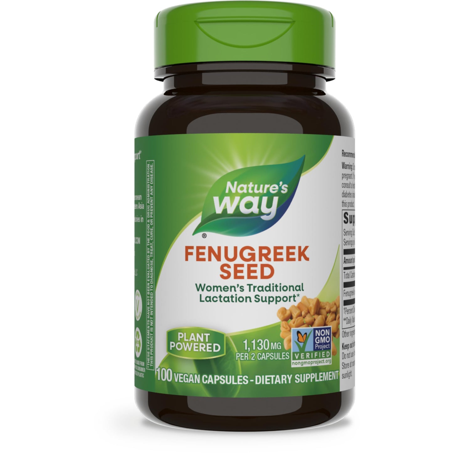 Nature's Way Fenugreek Seed Supplement, Fenugreek for Traditional Breastfeeding Lactation Support*, Non-GMO Project Verified, Vegan, 100 Capsules (Packaging May Vary) Nirvana Guru