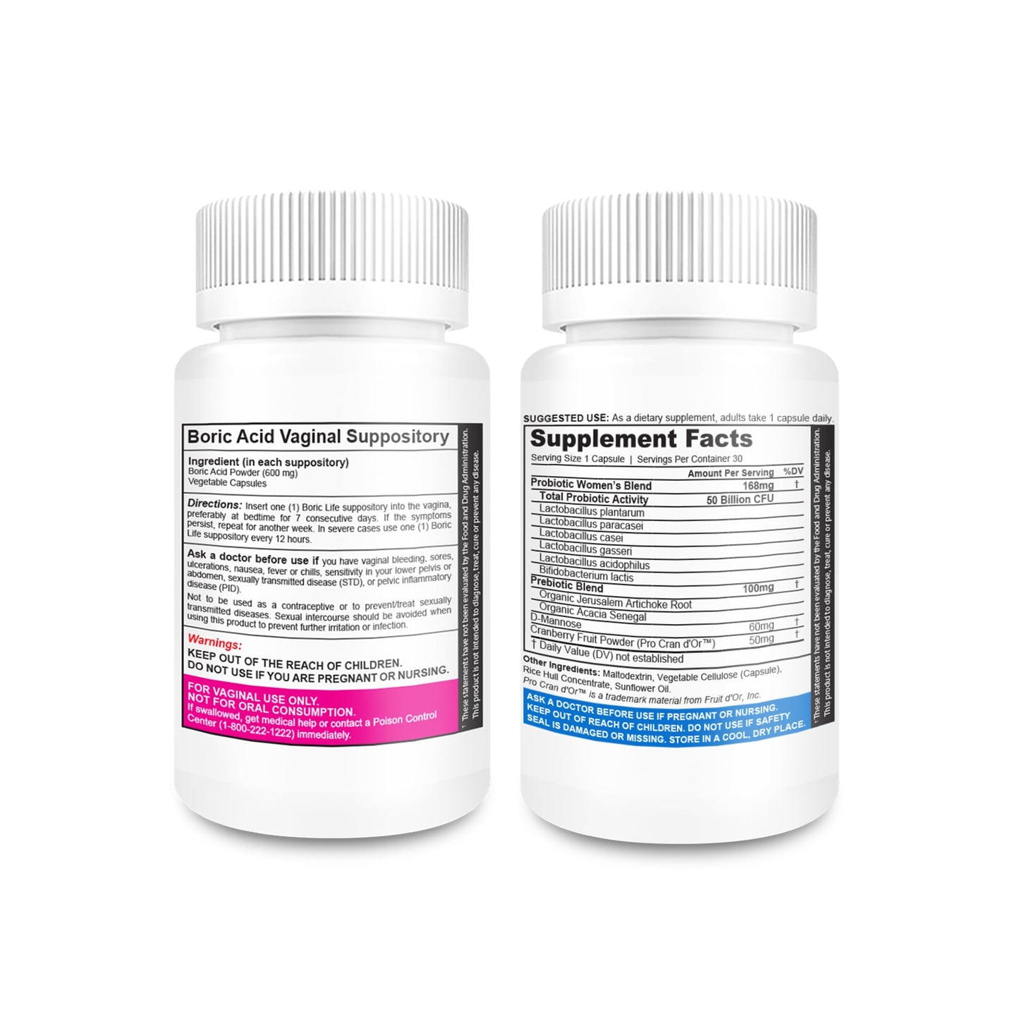 NutraBlast Boric Acid Vaginal Suppositories - 100% Pure Made in USA - Boric Life Intimate Health Support (30 Count)