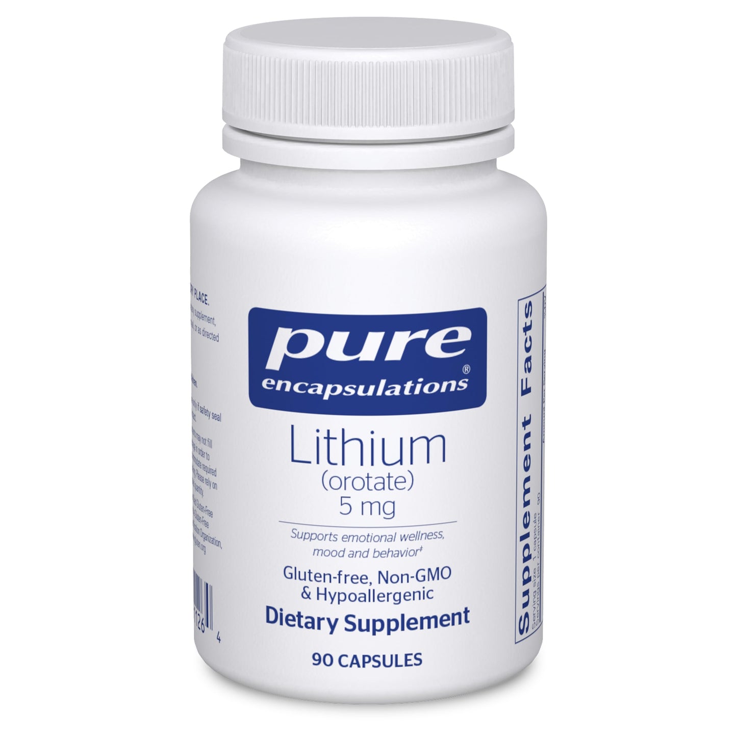 Pure Encapsulations Lithium Orotate 5 mg - Brain Support Supplement - with N-Acetyl-L-Cysteine (NAC) for Memory & Brain Behavior* - Gluten Free & Non-GMO - 90 Capsules - Nirvana Guru