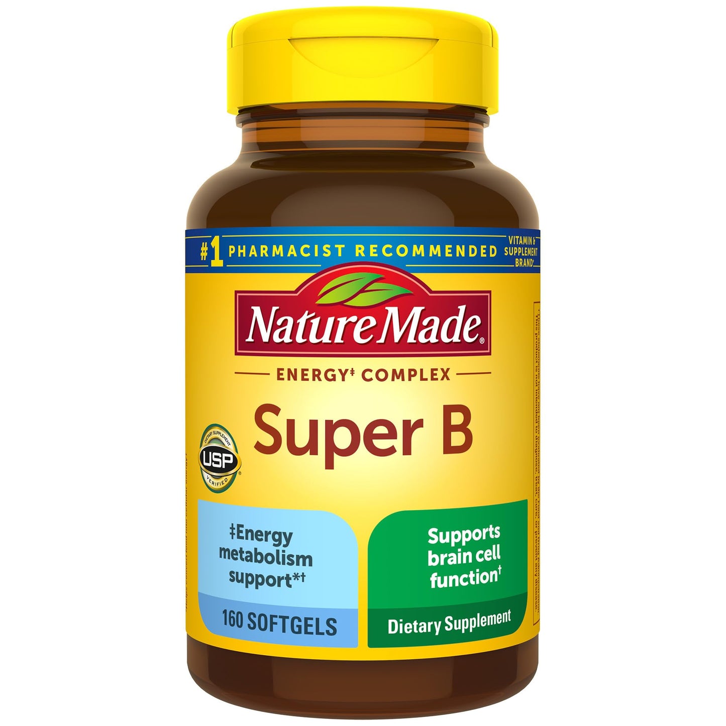 Nature Made Super B Energy Complex, Dietary Supplement for Brain Cell Function Support, 160 Softgels, 160 Day Supply - Nirvana Guru