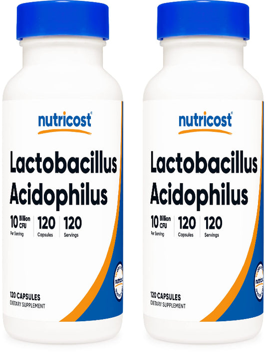 Nutricost Lactobacillus Acidophilus 10 Billion CFU, 120 Vegetarian Capsules - Nirvana Guru