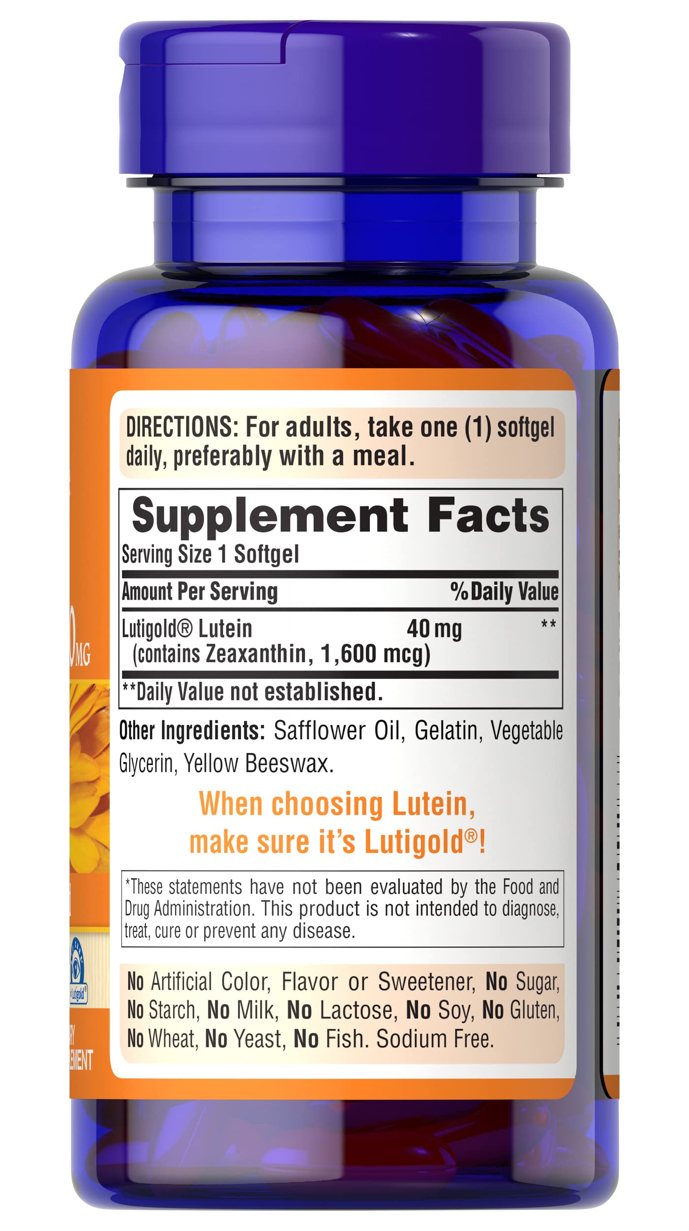 Puritan's Pride Premium Lutigold Lutein Carotenoid 40mg with Zeaxanthin for Men and Women, Dietary Supplement for Eye Health Support, 8 Month Supply, 120 Easy-to-Swallow Softgels Nirvana Guru