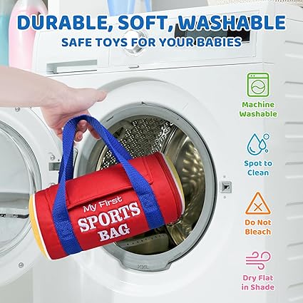 KMUYSL Baby Toys 0-12 Months, My First Sports Bag Plush Toy - 4 Sensory Balls Soft Toys with Crinkle, Rattles for 0-3-6-9-12 Month Newborn Infant, 1st Birthday for Babies Boys Girls Age 1 nirvanaguru