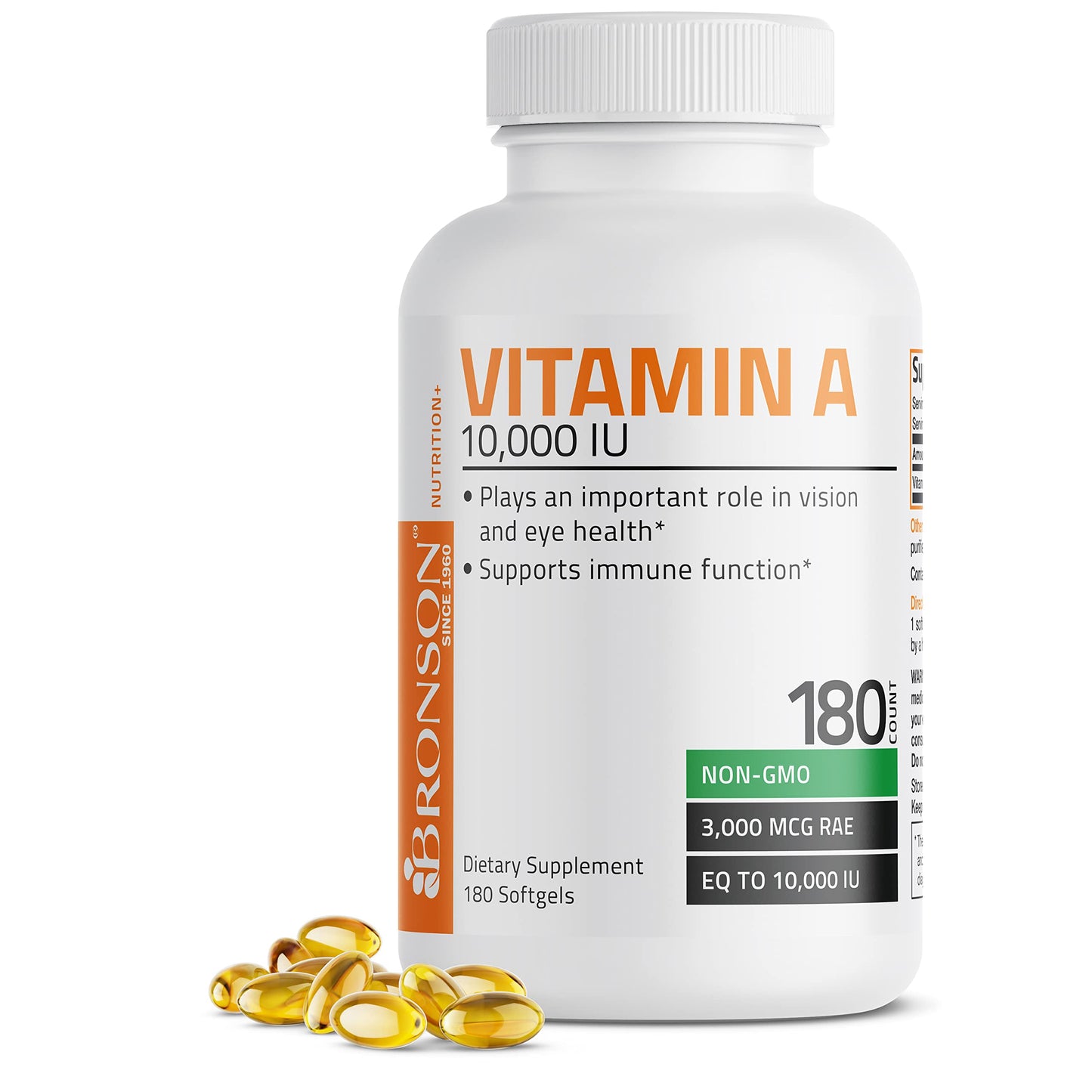 Bronson Vitamin A 10,000 IU Premium Non-GMO Formula Supports Healthy Vision & Immune System and Healthy Growth & Reproduction, 250 Softgels Nirvana Guru
