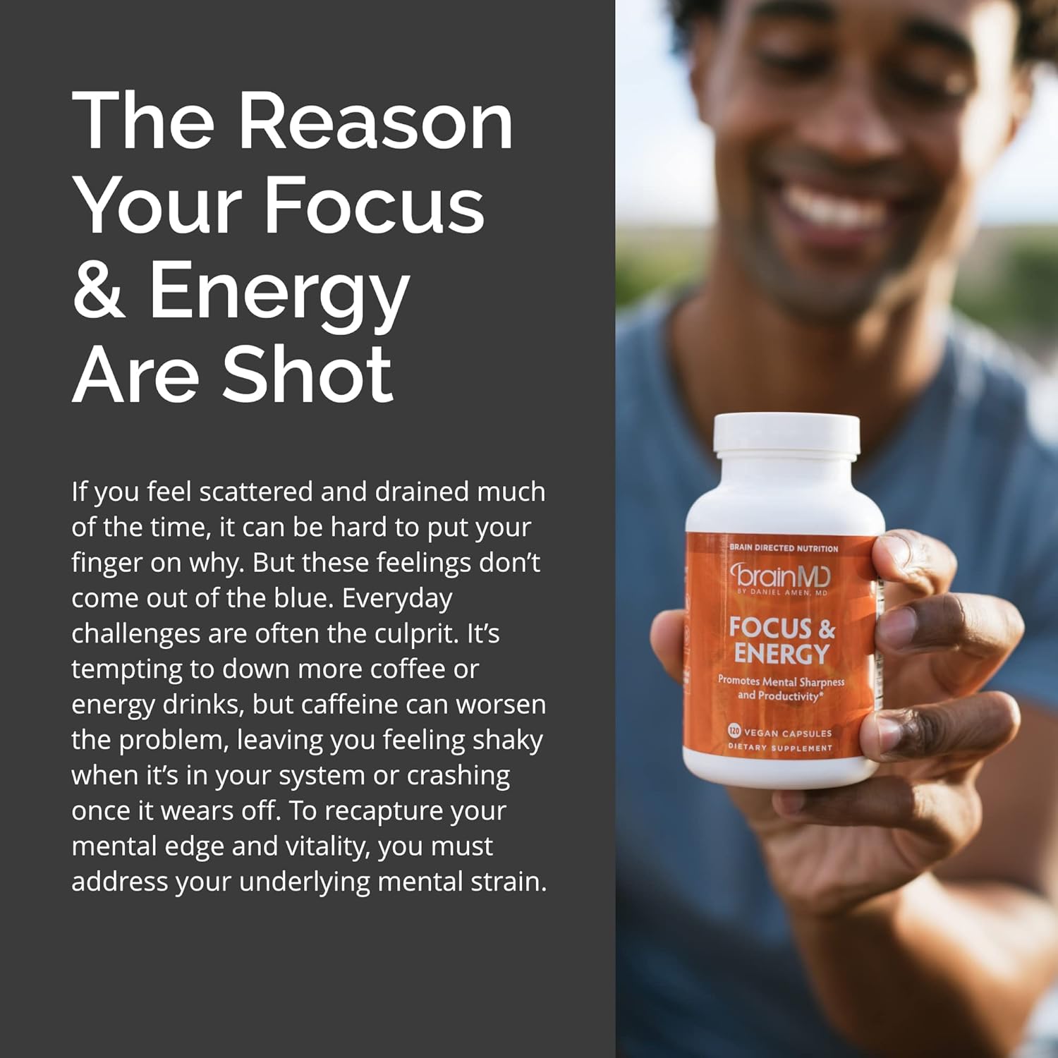 Dr Amen BrainMD Focus & Energy - 120 Capsules - Mental Endurance Booster, Promotes Concentration & Attention - Caffeine Free, Gluten Free - 30 Servings Nirvana Guru