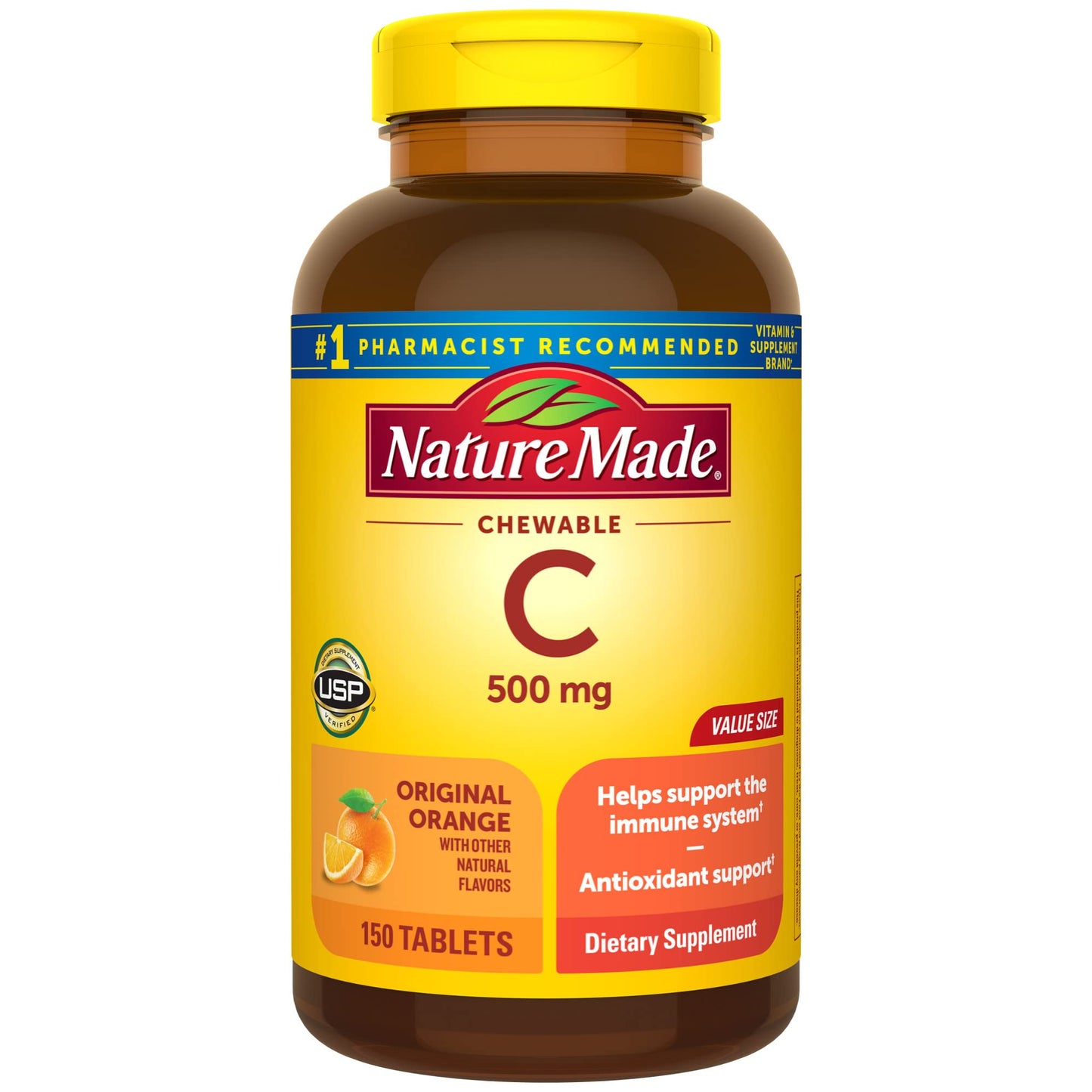 Nature Made Chewable Vitamin C 500 mg, Dietary Supplement for Immune Support, 150 Tablets, 150 Day Supply - Nirvana Guru