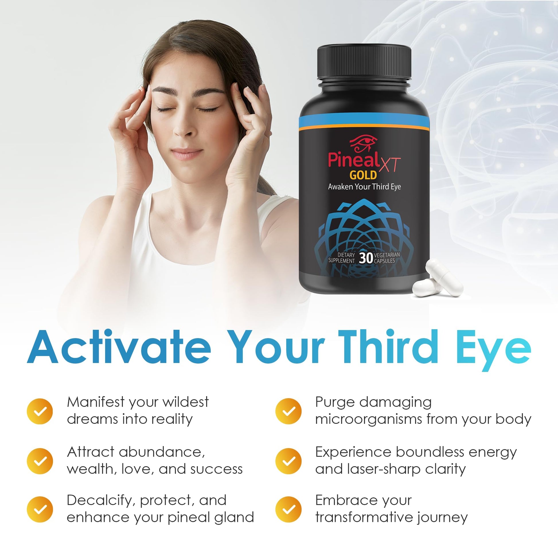 Pineal XT Gold - Pineal Gland Supplement - Third Eye Awakening - Focus and Memory Supplement for Brain - 7 Powerful Ingredients Decalcify, Detox, and Activate Your Pineal Gland Nirvana Guru
