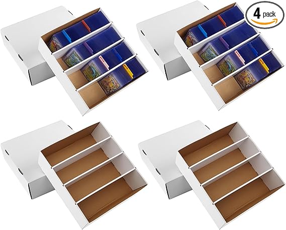4 Pack Sports Card Boxes 3120 Count Cardboard Card Storage Box White Bulk Card Storage Baseball Card Boxes with 10 Dividers Sports Cards Storage Box for Card Game Baseball Card Storage Boxes nirvanaguru