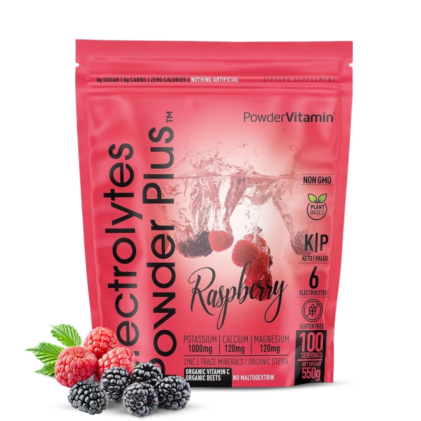 PowerVitamin Lemonade Electrolytes Powder No Sugar for Daily Energy - Keto Electrolytes - Hydration Powder with 1000mg Potassium, 120mg Calcium, Magnesium, Organic Vitamin C, 100 Servings