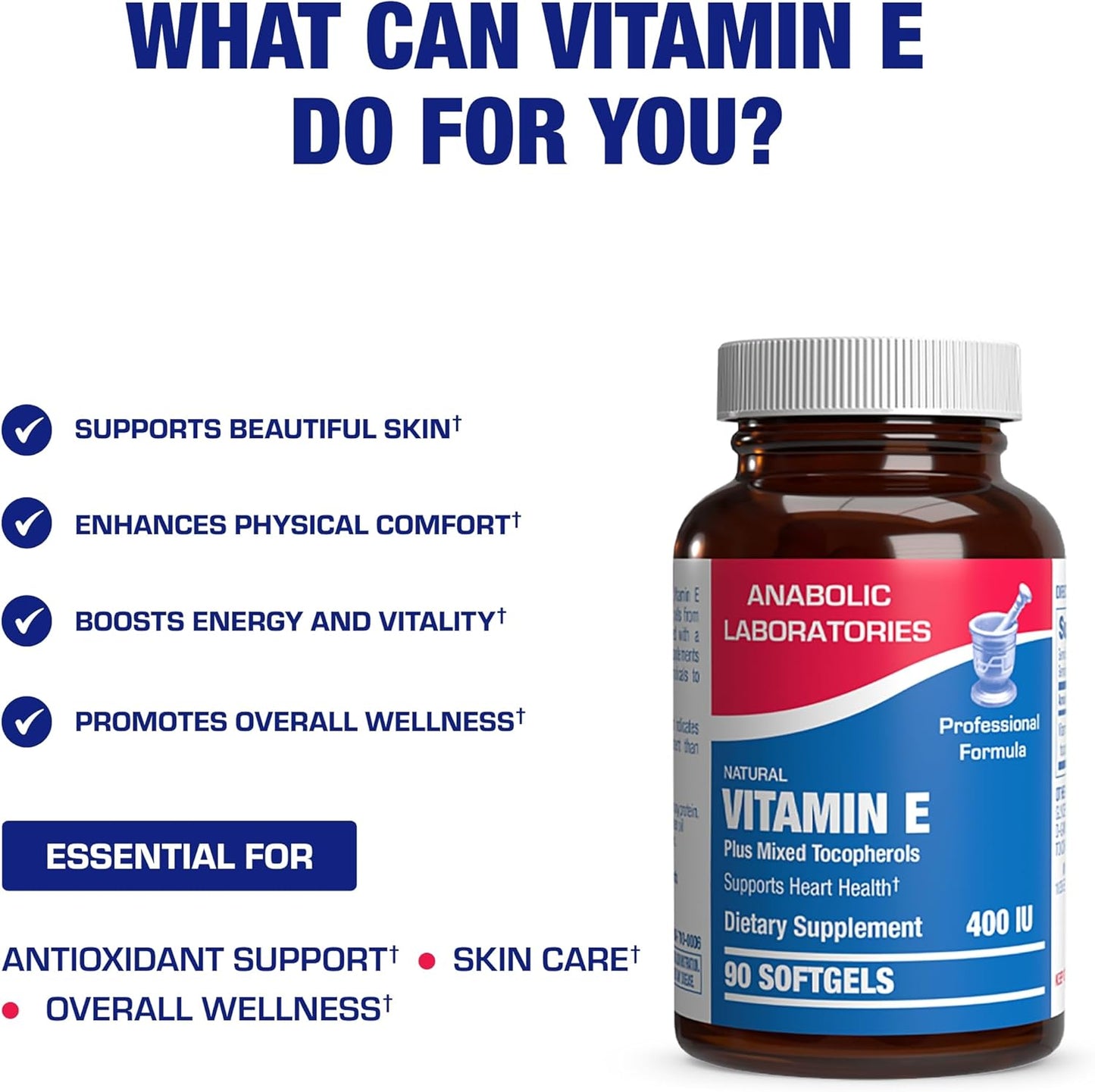 Vitamin E 400 IU Softgels - Clinical Formula Natural Vitamin E Supplement Complex with d-Alpha Tocopherol & Mixed Tocopherols for Hair Skin & Nails Plus Antioxidant Immune Support - 90 Servings Nirvana Guru