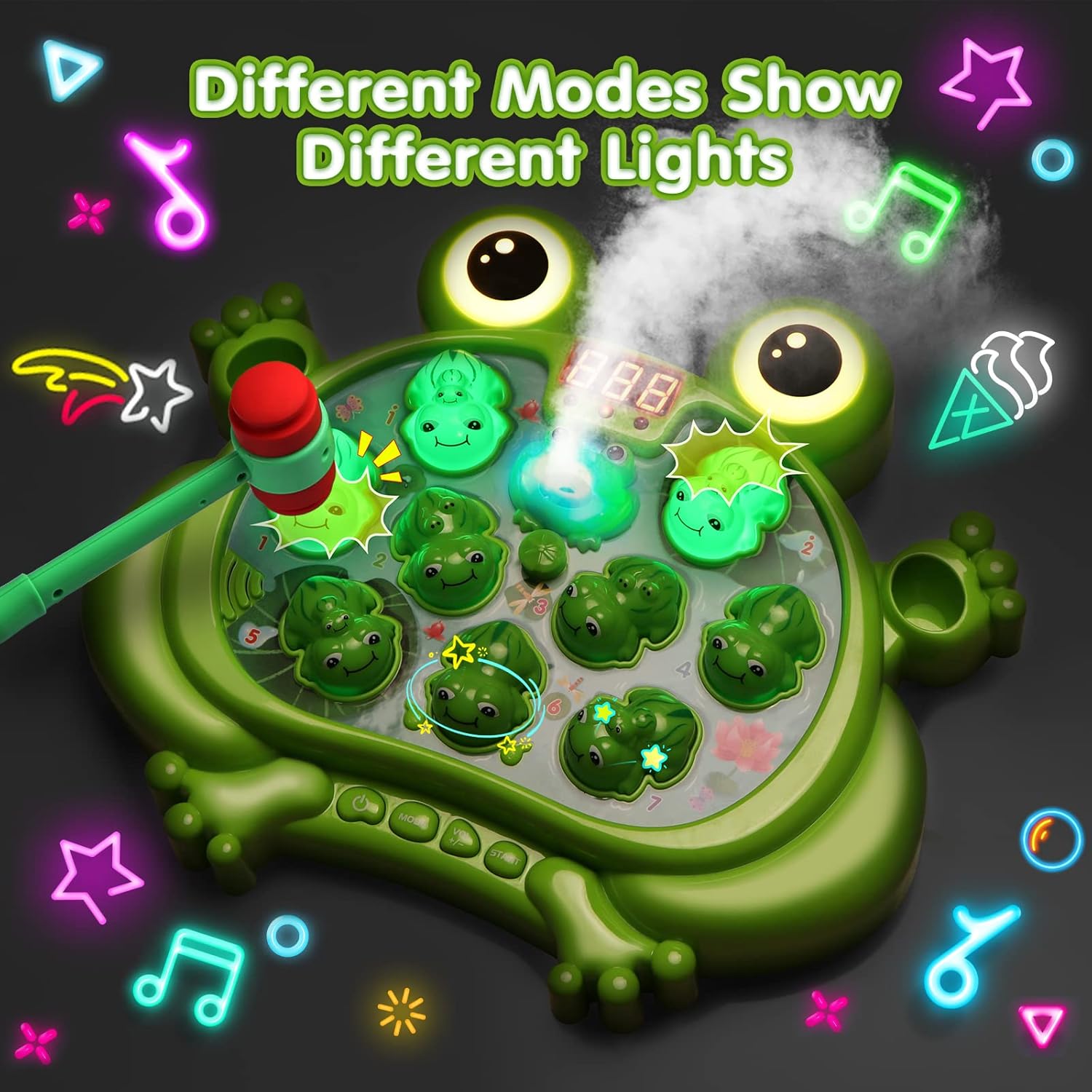 HopeRock Toys for 2 3 4 5 Year Old Boy,Toddler Toys Age 2-4, Whack A Frog Game,with 5 Modes,45 Levels,9 Music Spray and Light-up, Baby Toy Gifts for Early Learning, Birthday Gift for Toddler Boy Toys Nirvana Guru