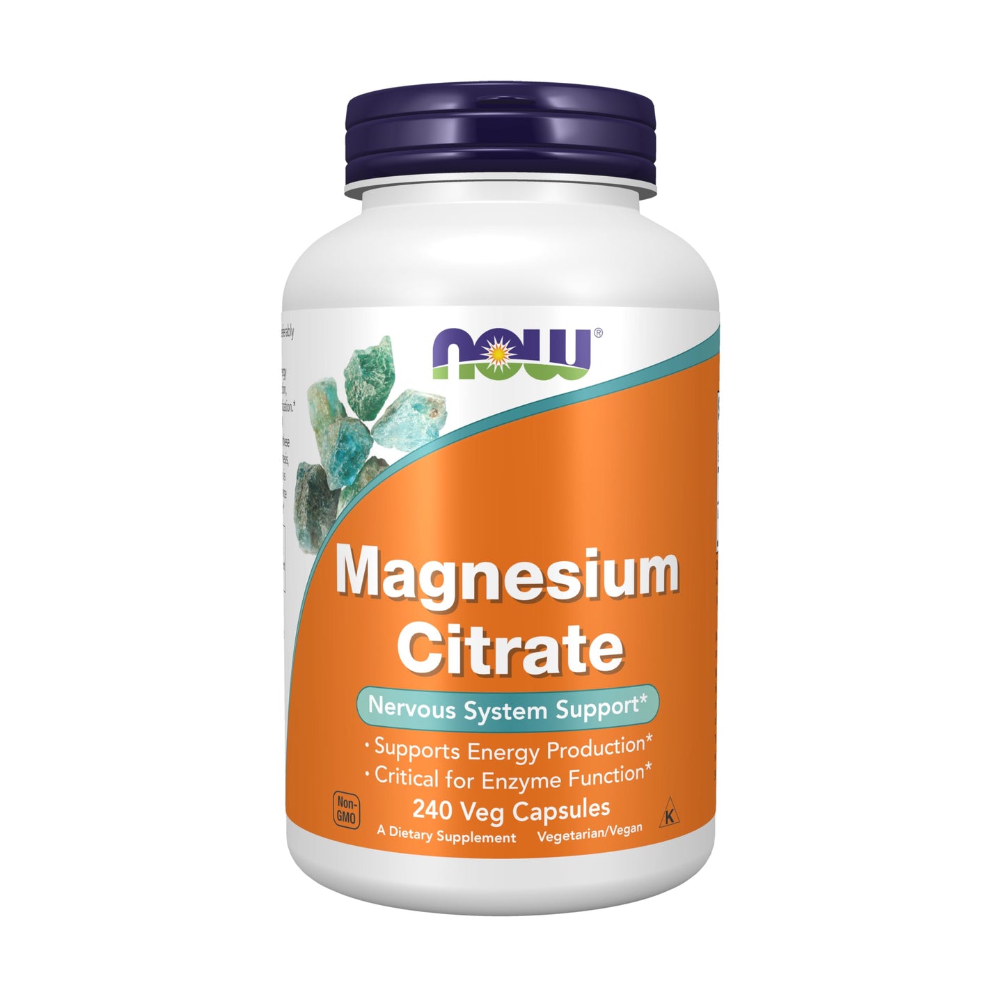 NOW Foods Supplements, Magnesium Citrate, Enzyme Function*, Nervous System Support*, 240 Veg Capsules - Nirvana Guru