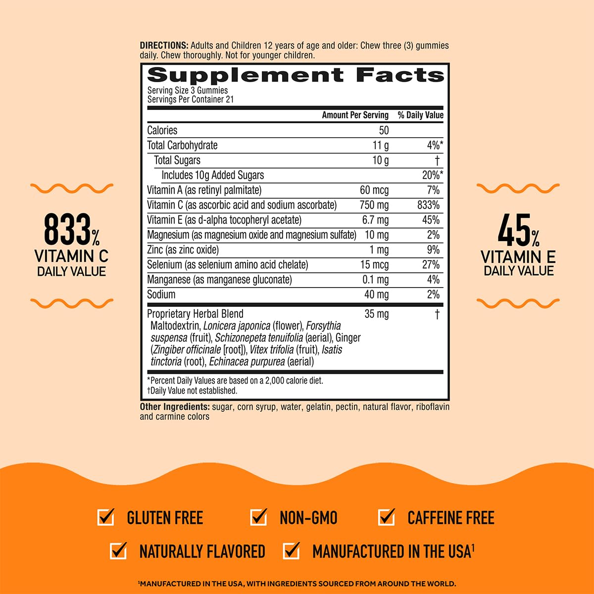 Airborne 750mg Vitamin C Immune Support Supplement Gummies for Adults, Zesty Orange Flavor, Gluten Free Crafted Blend with Powerful Antioxidants Vitamins A C & E, 63 Gummies (4 Pack) Nirvana Guru