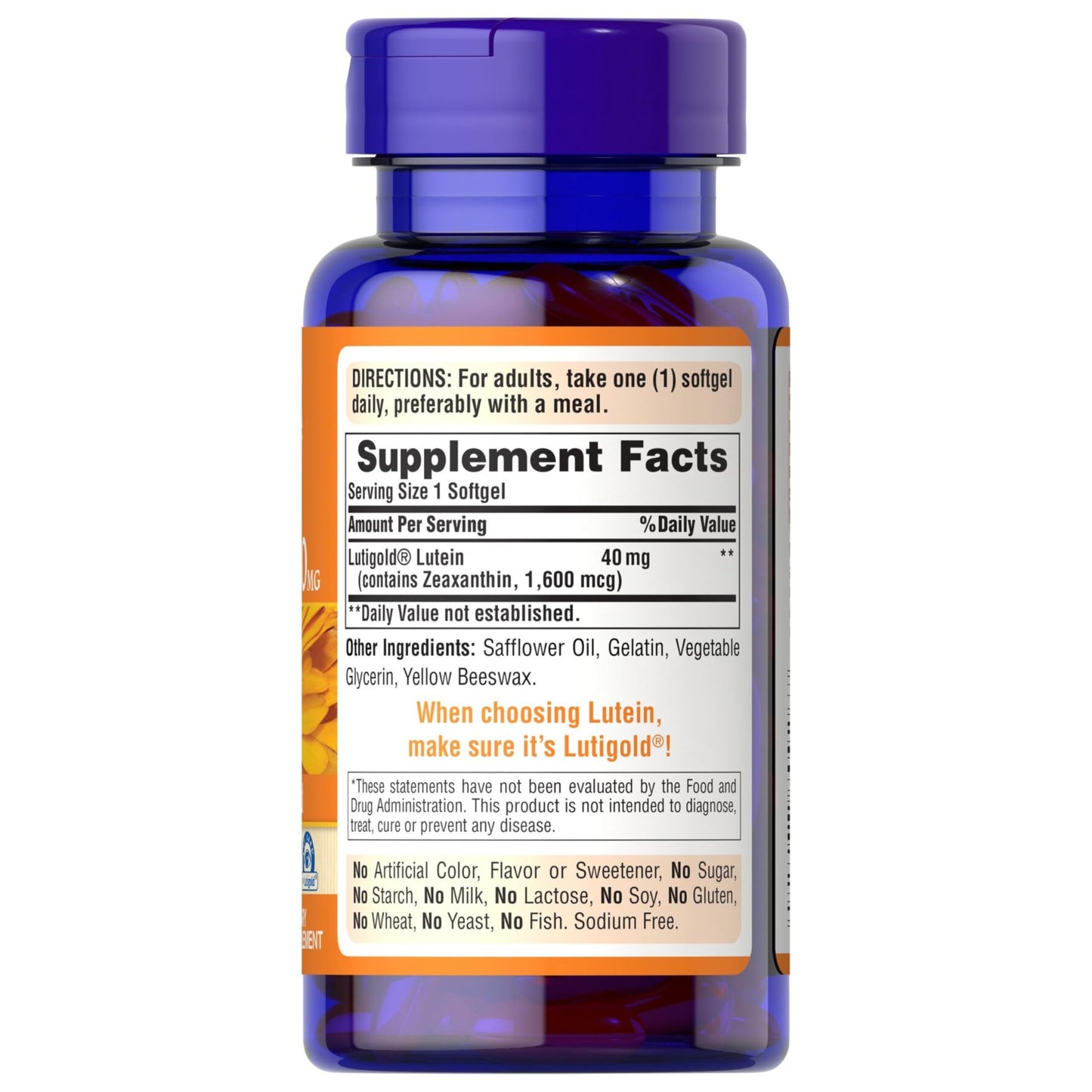 Puritan's Pride Premium Lutigold Lutein Carotenoid 40mg with Zeaxanthin for Men and Women, Dietary Supplement for Eye Health Support, 8 Month Supply, 120 Easy-to-Swallow Softgels Nirvana Guru