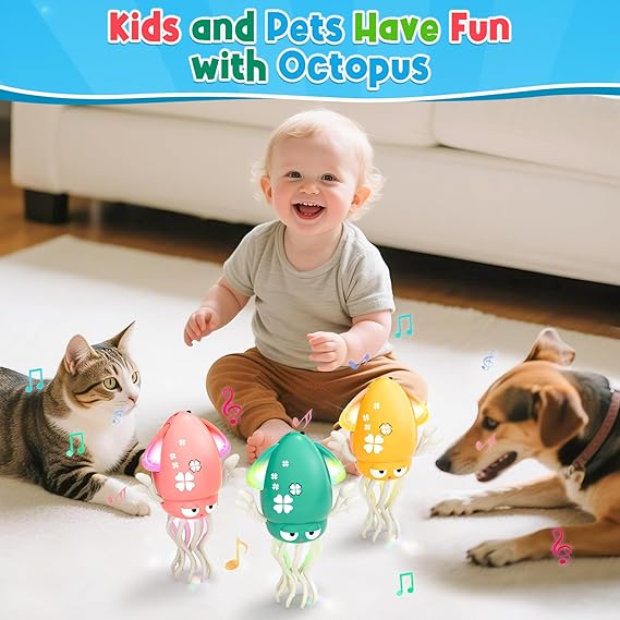Dancing Octopus Baby Toy, Electric Crawling Octopus Tummy Time Toy, Rechargeable Magic Dancing Music Squid Baby Toys for 3 4 5 Year Old Kids Boy Girl Birthday Gifts Christmas Stocking Stuffers(Green) nirvanaguru