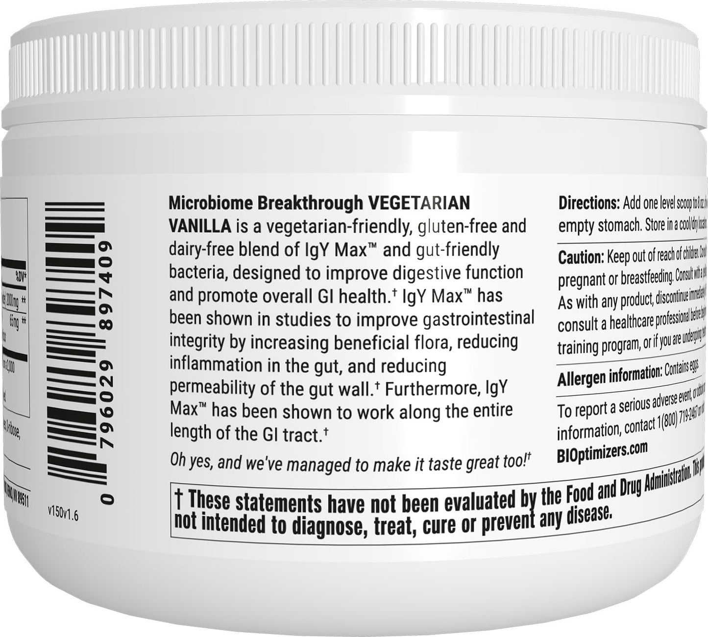 Microbiome Breakthrough Repair Powder - Vegetarian Vanilla - Contains Probiotics for Men and Women - Gas & Bloating Relief - GI Revive - Improves Gut Health - 30 Servings - 150g Nirvana Guru