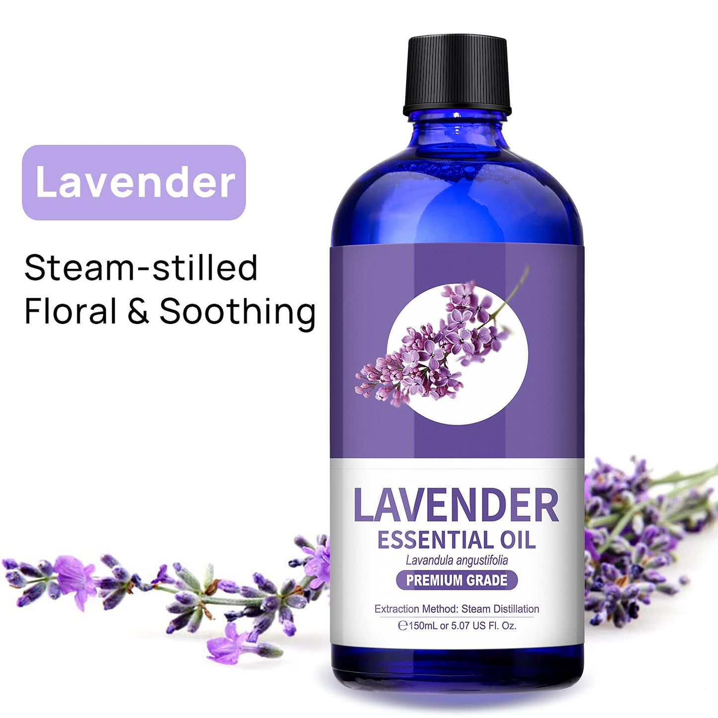 Lagunamoon Lavender Essential Oil - Pure Essential Oils for Diffusers, Humidifiers, Aromatherapy, Cars, Yoga, Home Essentials - Relaxing Fragrance Scents for Fresheners and Candle Making (150ml)