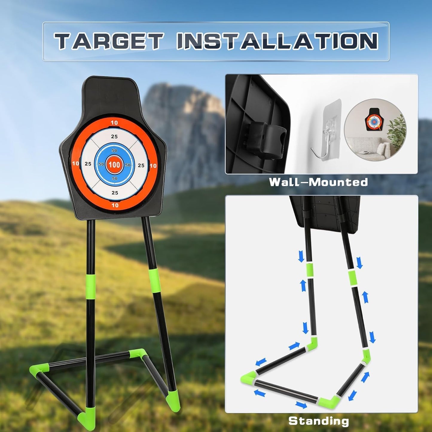 Bow and Arrow Set for Kids, 2-Pack LED Light Up Archery Set with 20 Suction Cup Arrows, Indoor and Outdoor Toy for Boys Girls Age 4-8 8-12 with Standing Target&2 Quivers, Birthday Gift 3-12 Years Old Nirvana Guru