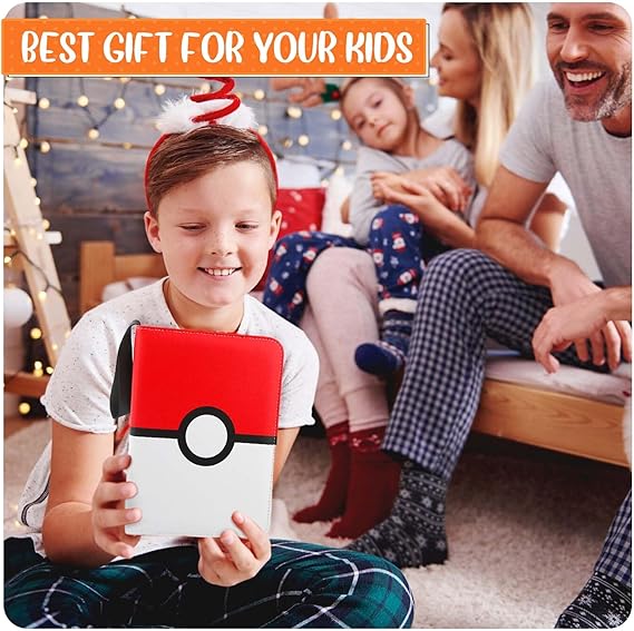 Card Binder 4 Pocket, Trading Card Holder Fits 400 Cards With 50 Removable Sleeves, Portable Collection Card Ablum, Game Card Case book With Zipper for Gift, Red nirvanaguru
