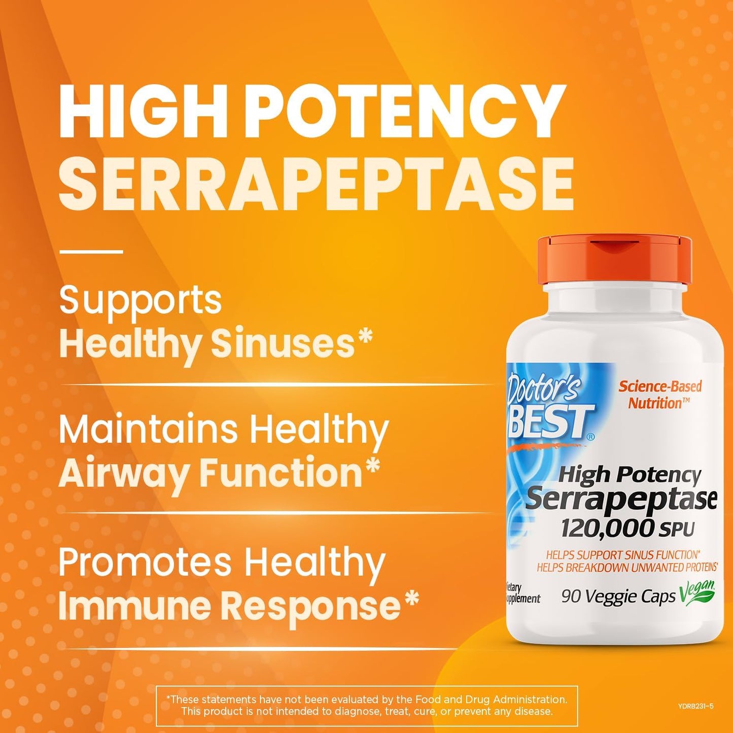 Doctors Best High Potency Serrapeptase, Supports Sinus Health 120,000 SPU, Non-GMO, Vegan 90 Veggie Caps - Nirvana Guru