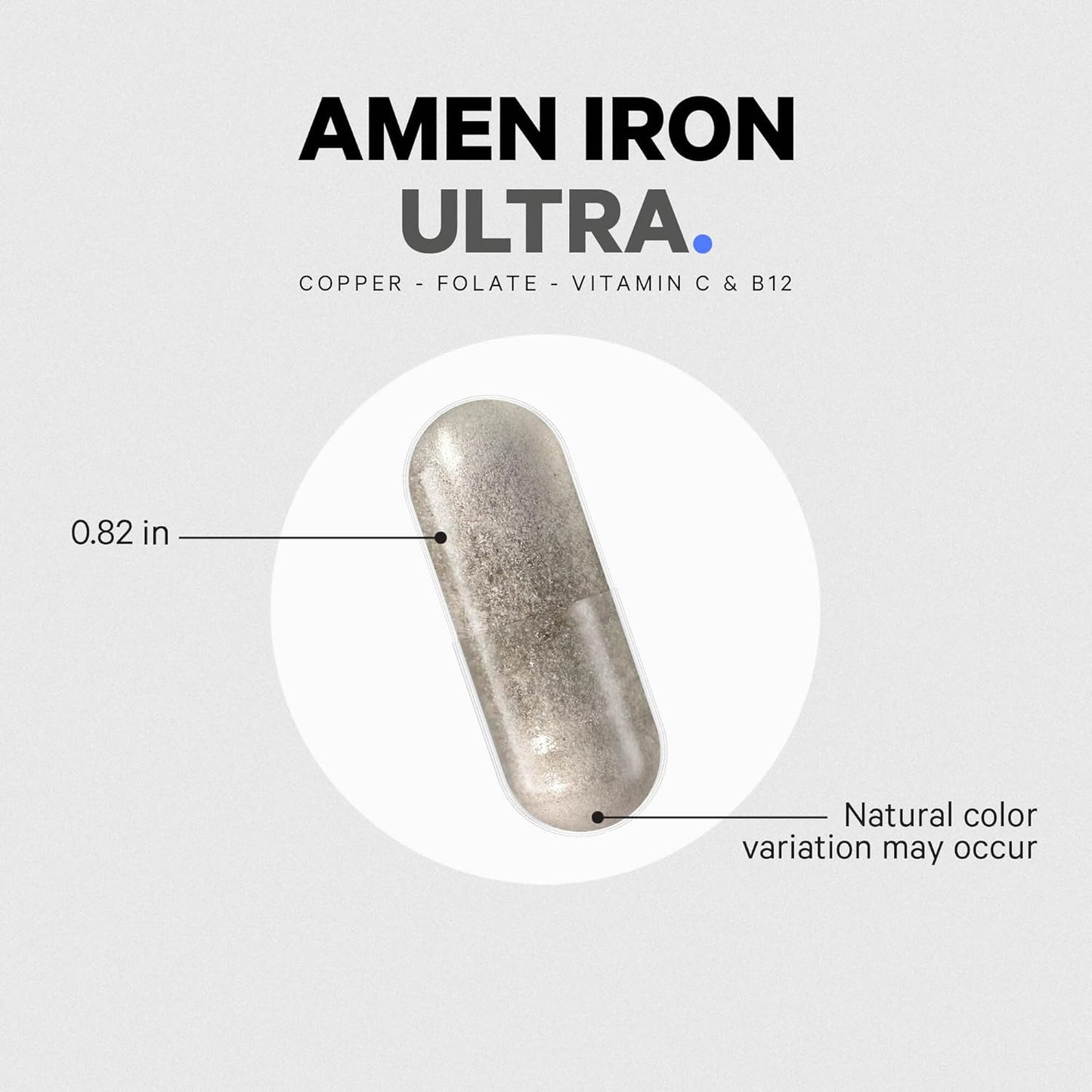 Amen Iron Ultra Supplement + Copper, Folate, Vitamin C and B12-2-Month Supply - Ferrous Sulfate Iron Vitamin - 65mg Per Serving - Folic Acid - Non-GMO Pills - 60 Capsules Nirvana Guru