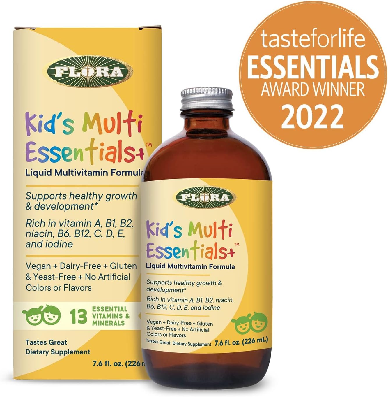 Flora - Kids Multi Essentials+, Liquid Multivitamin Formula, 13 Essential Vitamins & Minerals, 7.6 Fl Oz - Nirvana Guru
