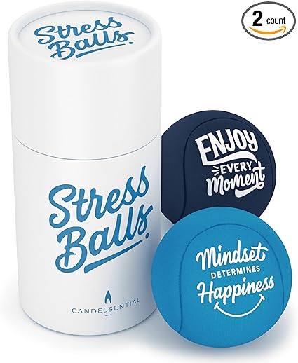Candescent Stress Balls - Hand Therapy Relief for Anxiety, Fidget, Tension, Exercise Strengthener - Motivational Toys for Adults & Kids - Set of 2 (Crystal Blue, Ocean Blue) nirvanaguru