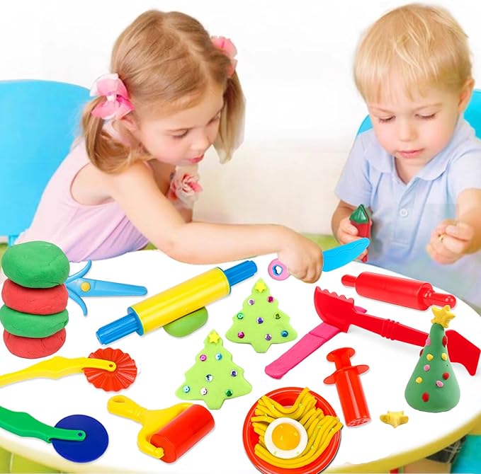 Dough Tool Kit,9 Pcs Basic Clay and Dough Tools Starter Set for Kids Includes Cutters Roller, Rolling Pins, Safety Scissors,Dough Extruder,Plastic Knife nirvanaguru