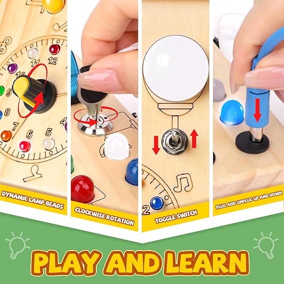 Busy Board, Montessori Toy for 1-3 Years Old, Wooden Toddler Sensory Travel Toy, Ideal Gift for 1+ Year Old Boys (Busy Board Plus V2), Medium, Yellow nirvanaguru