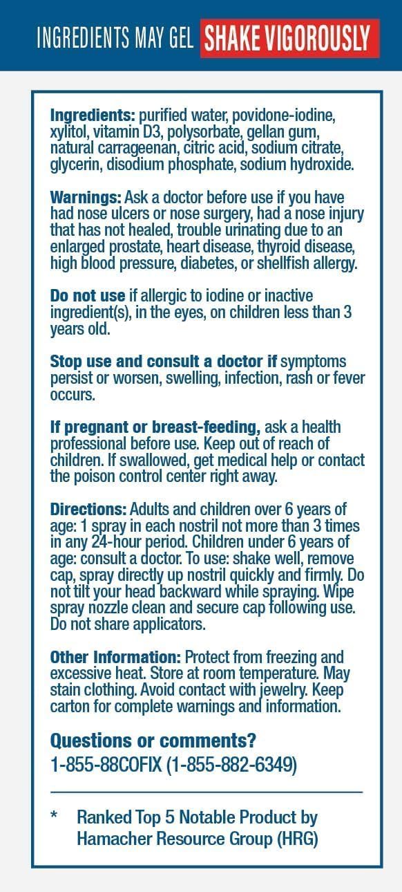 Nasal Cleanse Solution Spray, Povidone Iodine with Vitamin D3 & Xylitol, Cleans Nasopharynx, Cold and Allergy Relief, Laboratory Tested Patented Formula, Fast Acting and Long Lasting Nirvana Guru