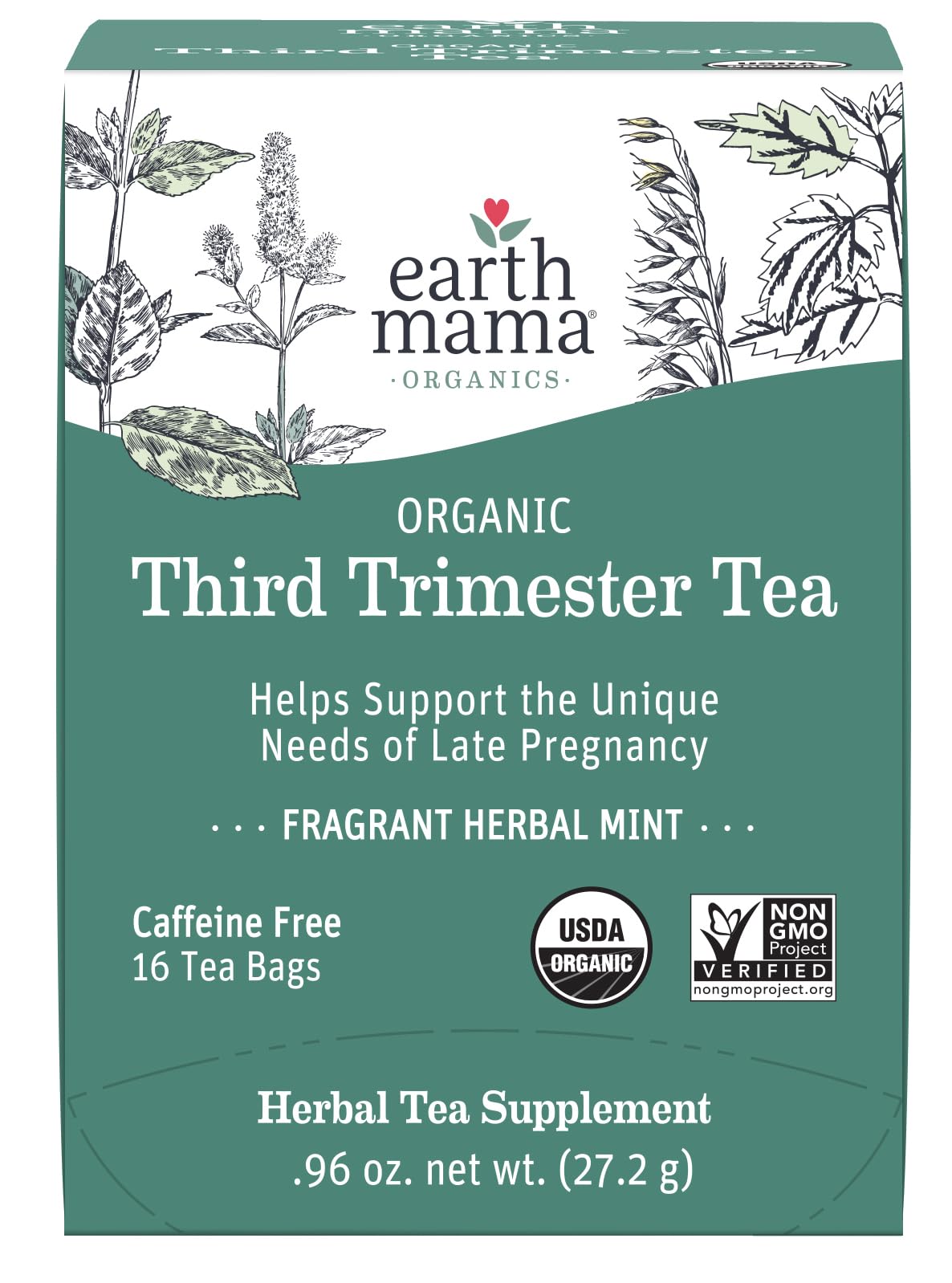 Earth Mama Organic Third Trimester Tea Bags | 100% USDA Organic Herbal Tea for Late Pregnancy Comfort + Childbirth Preparation, 16 Teabags Per Box (2-Pack) Nirvana Guru