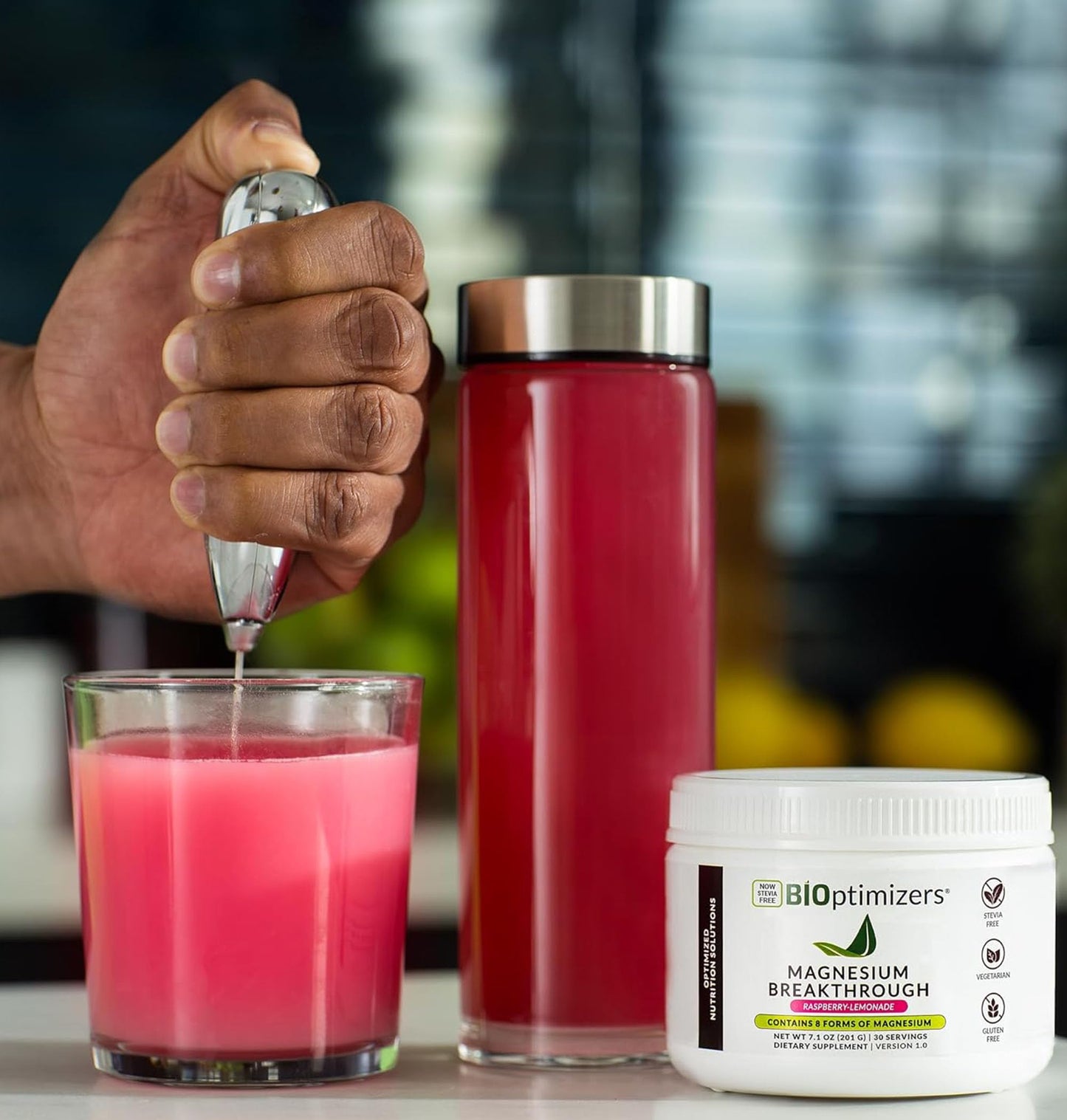 BIOptimizers Magnesium Breakthrough Drink - 8 Forms of Magnesium, Electrolytes, Sleep Health, Stress, Muscle Recovery, Heart Support | Glycinate, Citrate, Malate- Raspberry Lemon Nirvana Guru