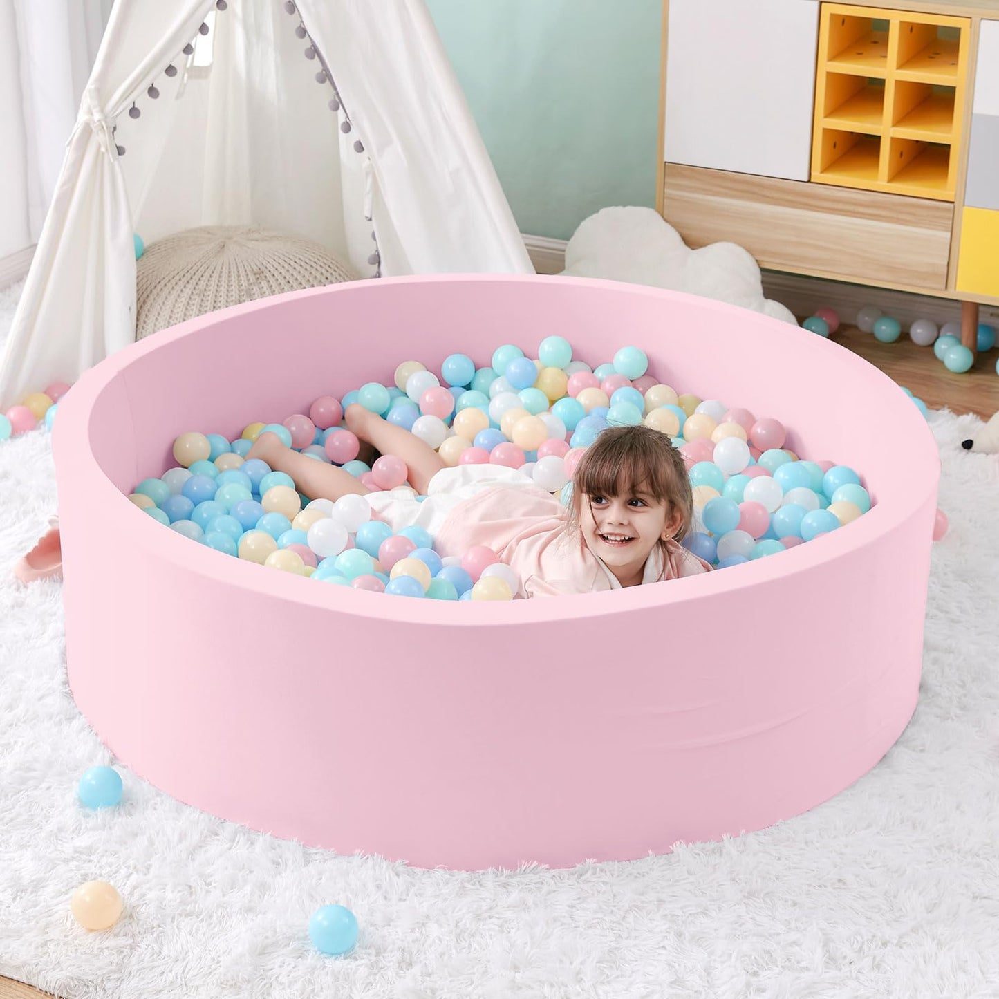 Foam Ball Pit, 35.4"x 11.8" Ball Pits for Toddlers, Soft Round Kiddie Baby Playpen Ball Pool for Kids, Ideal Gift for Babies Indoor and Outdoor Game, Grey, (Balls not Included) Nirvana Guru