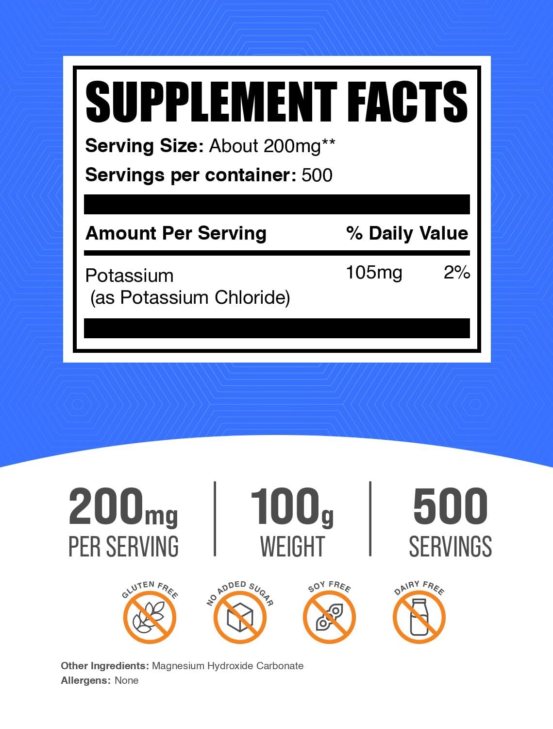 BulkSupplements.com Potassium Chloride Powder - Salt Substitute, Potassium Salt - Gluten Free, 200mg per Serving, 1kg (2.2 lbs) (Pack of 1) Nirvana Guru
