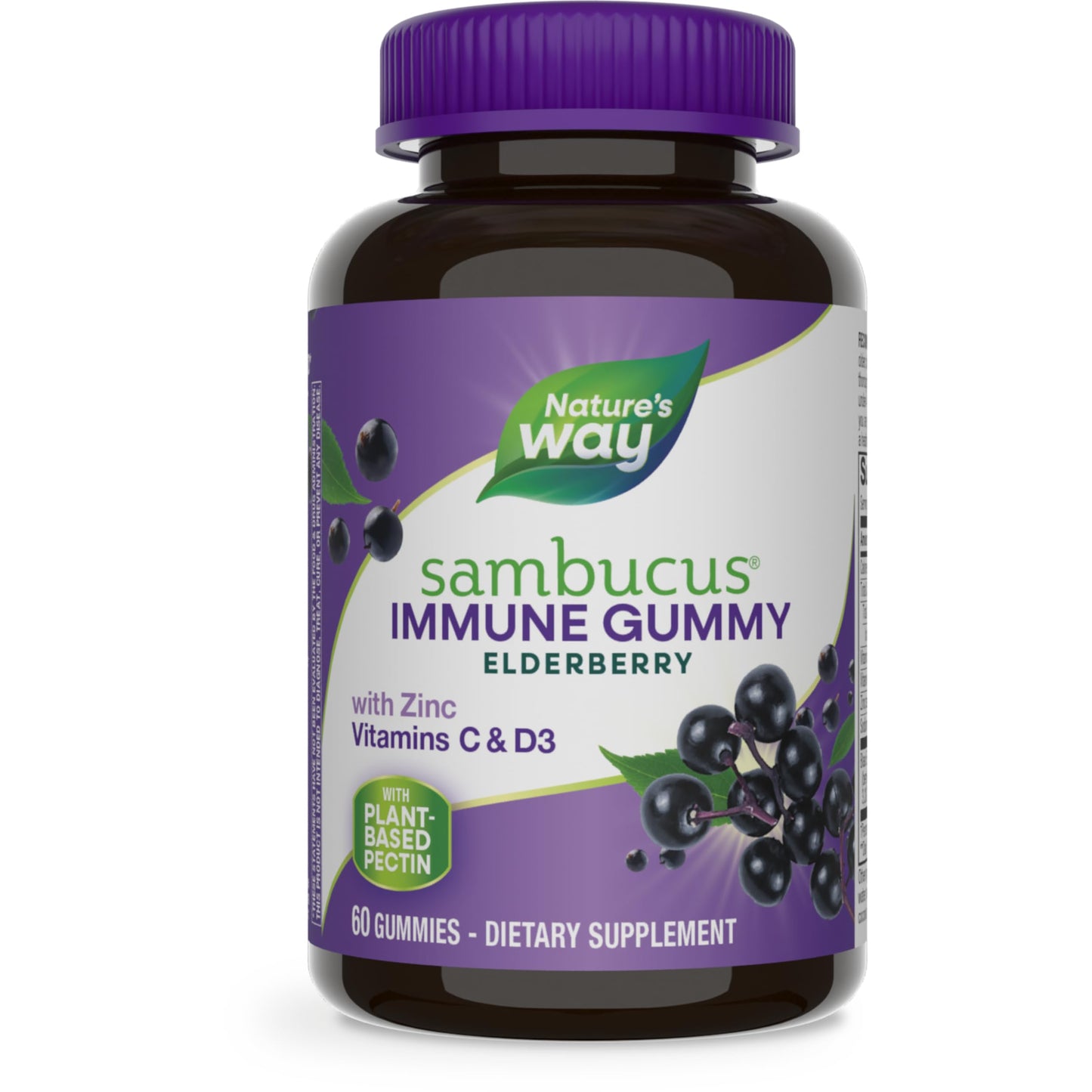 Nature's Way Sambucus Elderberry Immune Gummies for Kids, Immune Support Gummies*, with Black Elderberry Extract, Vitamin C and Zinc, 60 Gummies (Packaging May Vary) - Nirvana Guru